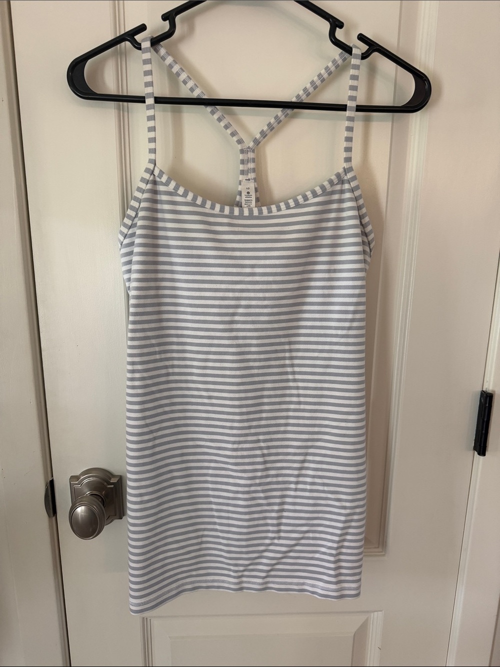 Lululemon Power-Y Tank Striped White/Grey Size 10-